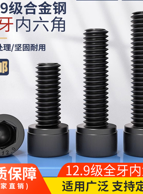 内六角螺丝12.9级高强度螺栓杯头圆柱头螺钉全牙M3M4M5M6M8M10M12
