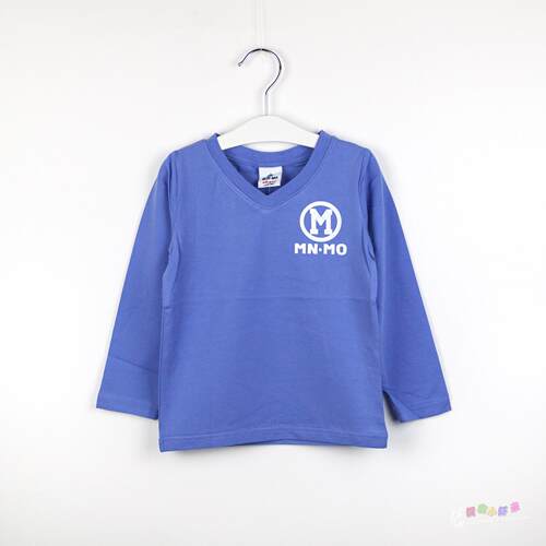 童装v领蓝色春季打底t恤衫