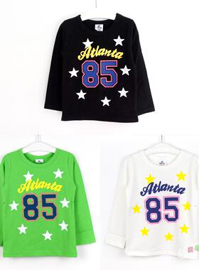 瑁恩瑁爱MnMo品牌童装男孩童黑色棉布打底衫春秋长袖T恤宝贝上衣