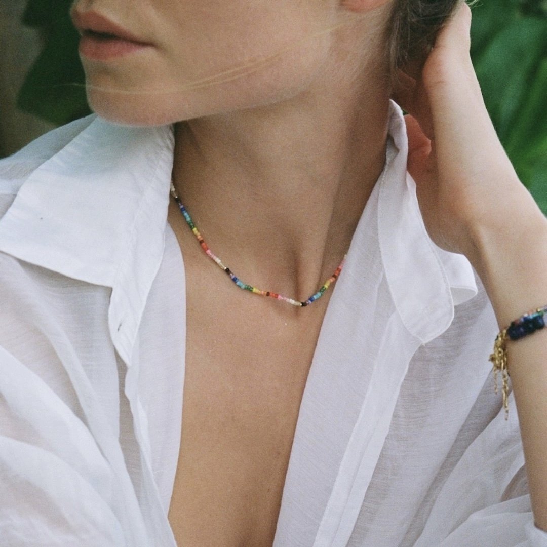 正品授权丹麦anni lu玻璃米珠天然宝石头串珠手链项链ins