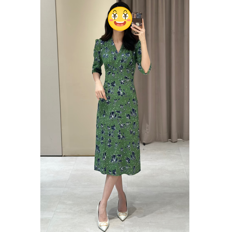 时尚显瘦复古桑蚕丝连衣裙