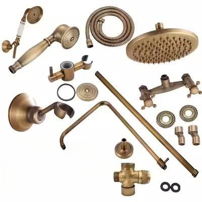 全铜仿古淋浴花洒复古手持莲蓬头欧式手喷喷头软管花洒淋浴杆配件