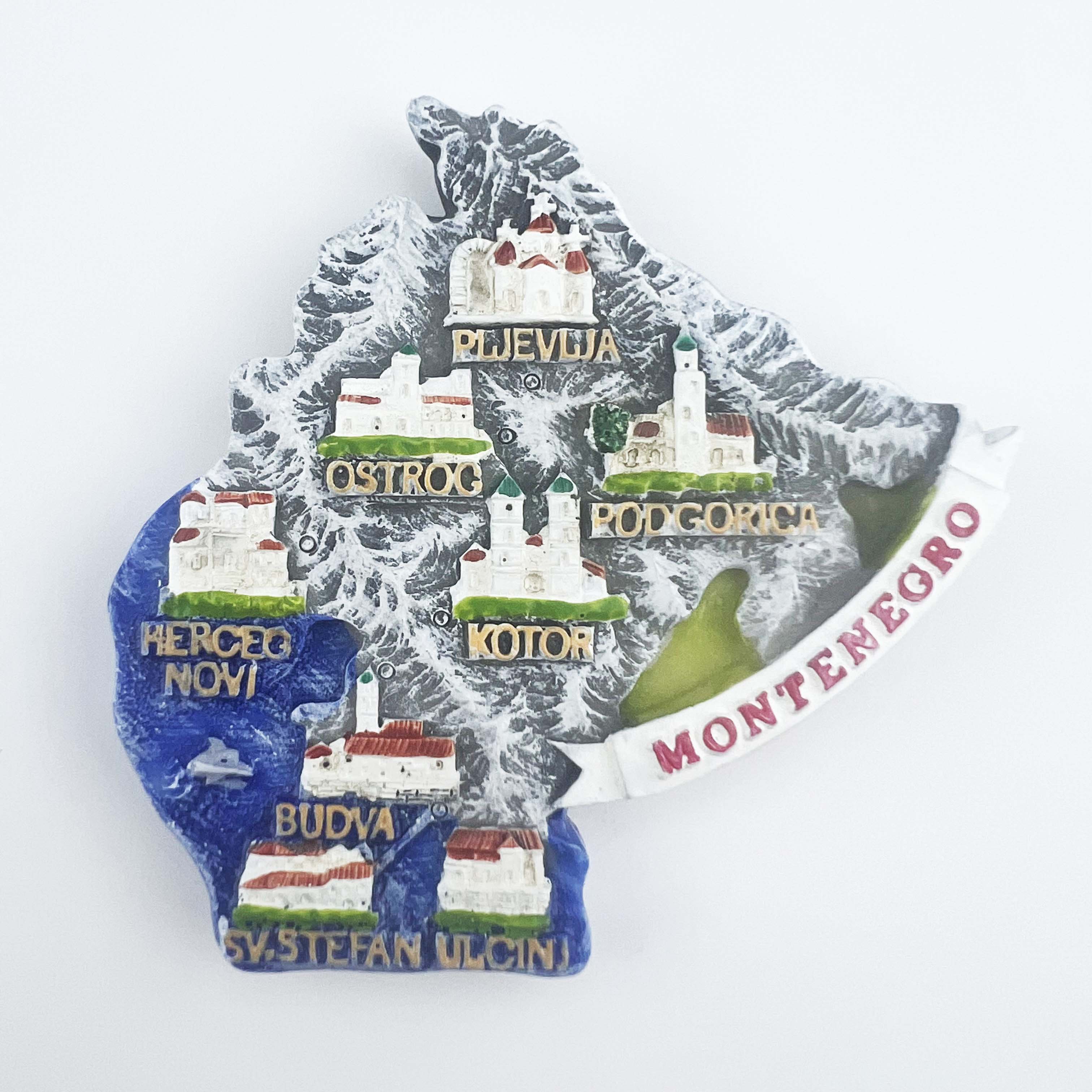 欧洲巴尔干半岛黑山共和国创意立体地图旅游纪念装饰磁铁冰箱贴