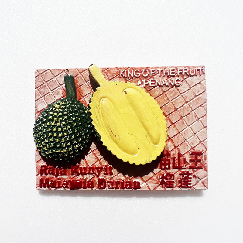 马来西亚槟榔屿水果猫山王榴莲旅游纪念冰箱磁力贴磁铁冰箱贴装饰