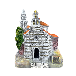 黑山共和国布德瓦大教堂旅游纪念装饰工艺品 立体建筑磁性冰箱贴