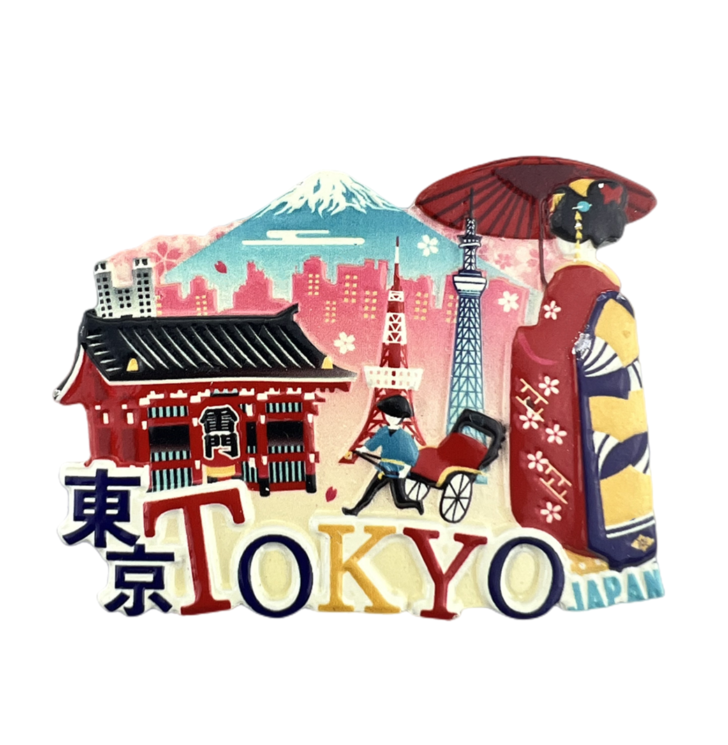 日本东京创意地标建筑和服女子旅游纪念装饰礼物工艺品磁贴冰箱贴