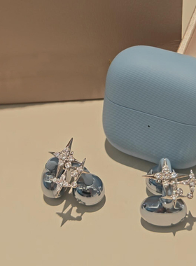 适用于freeclip2耳机钻扣满钻白色星芒耳夹扣小众蝴蝶结耳饰配饰