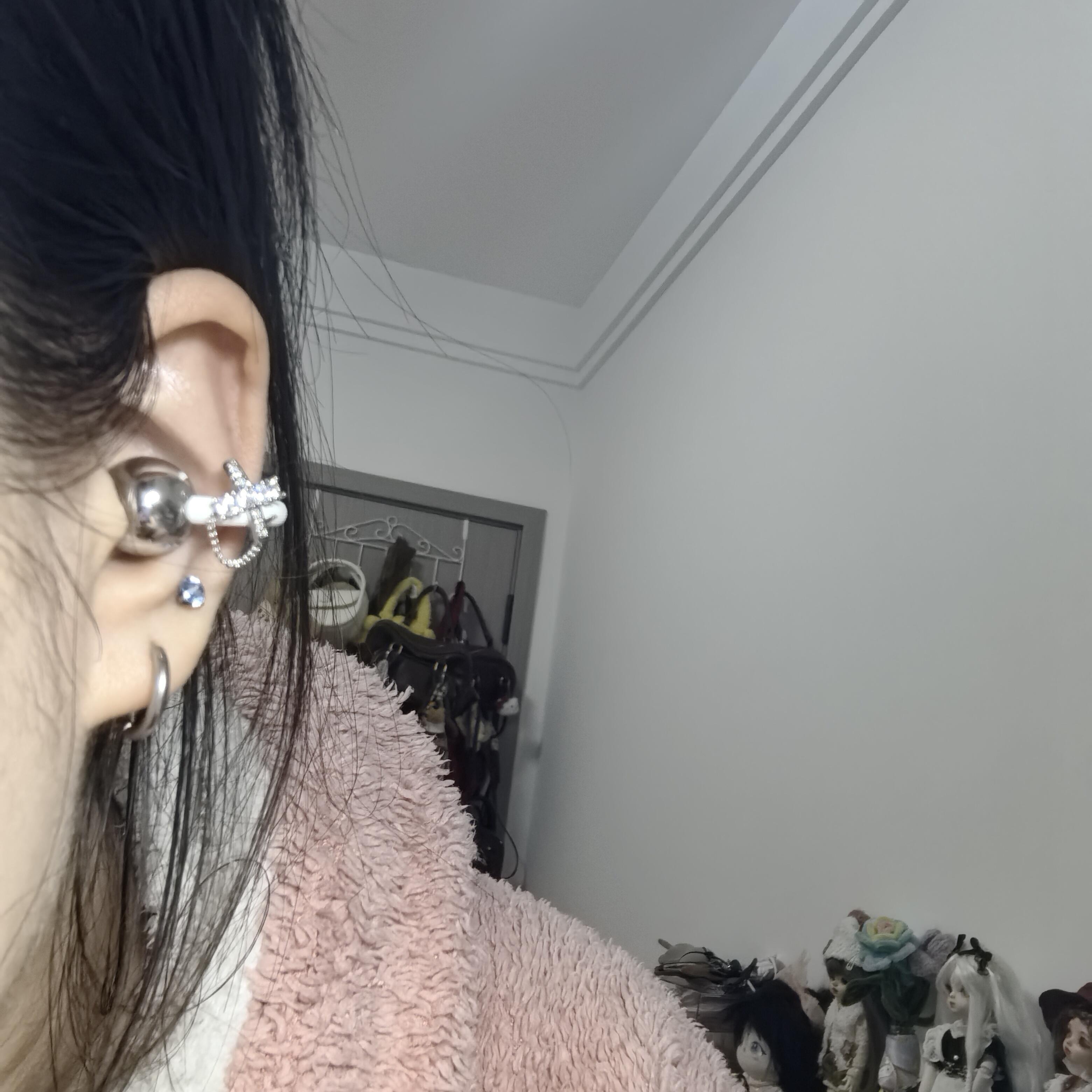 适用于freeclip2耳机钻扣镶钻十字链条耳夹扣小众DIY复古耳饰配饰