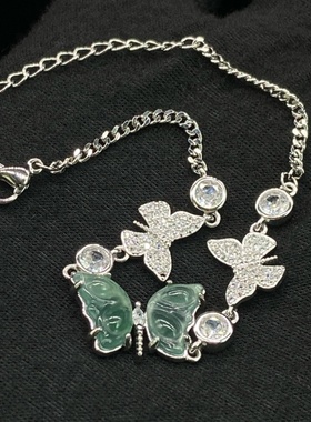 蝴蝶满钻手链国风轻奢透色蝴蝶手饰仙气温柔小众时尚百搭个性饰品