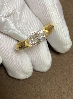 新中式小众设计马眼戒指女轻奢高级感情侣对戒婚戒培育钻简约饰品