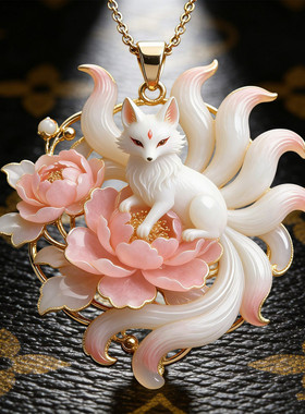 九尾狐花雕项链古风正品民族玉石奢华宫廷国风精致显气质中式古典