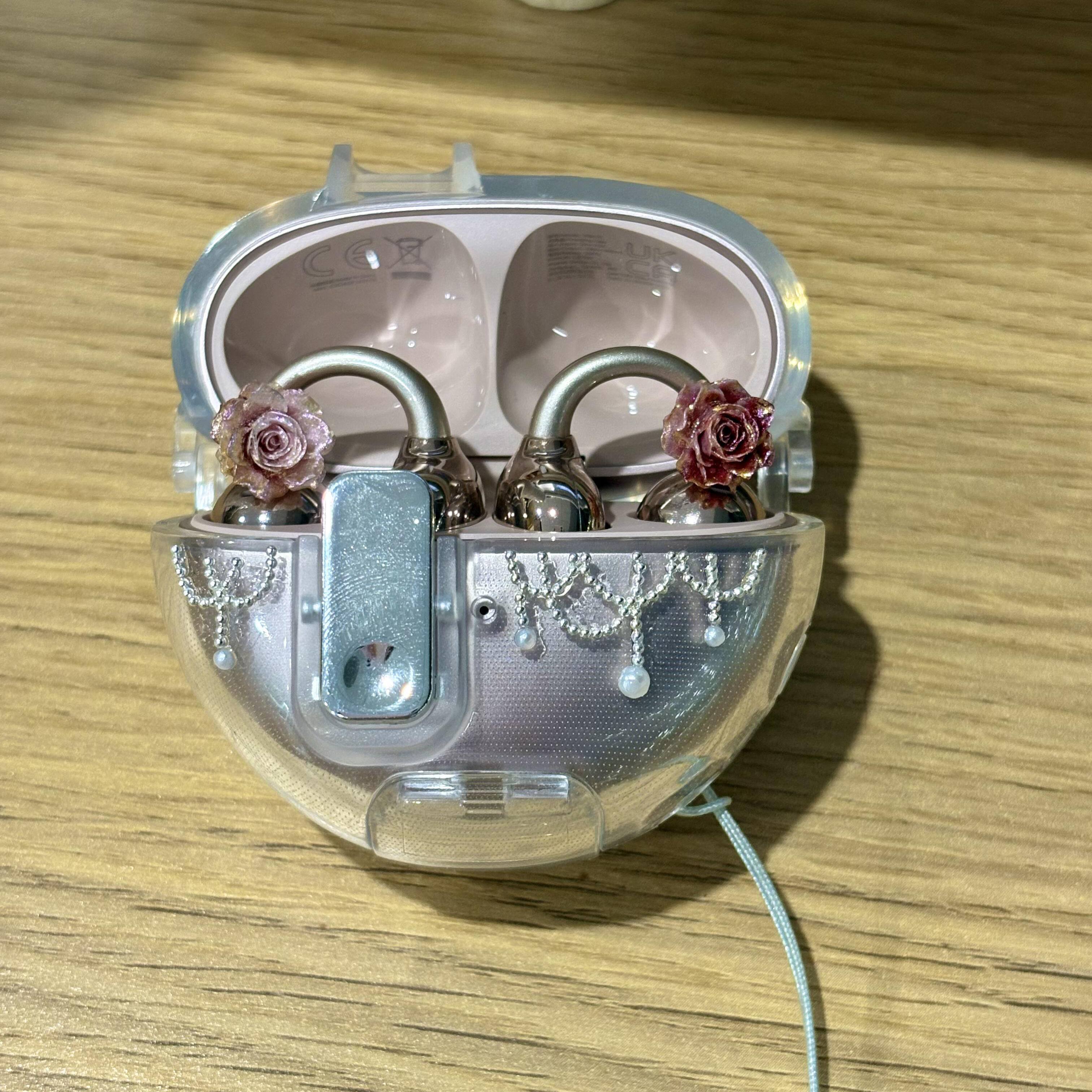 适用于freeclip耳机钻扣复古油画玫瑰耳夹扣freeclip2耳饰配饰女