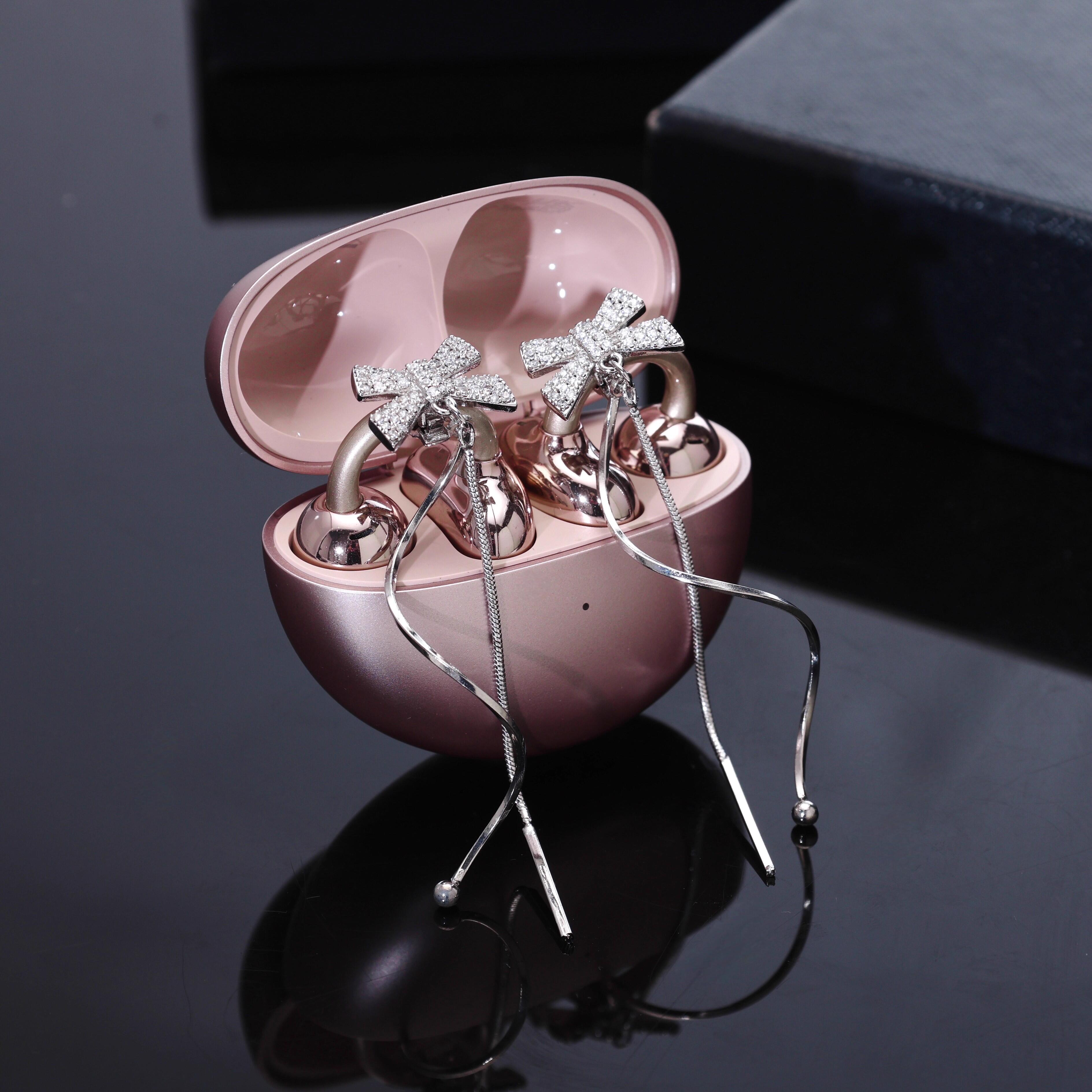 适用于freeclip耳机钻扣满钻流苏蝴蝶耳夹扣freeclip2耳饰配饰女