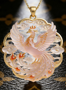 古风精雕凤凰金属吊坠精致项链手工制作精致百搭款新年礼物送长辈