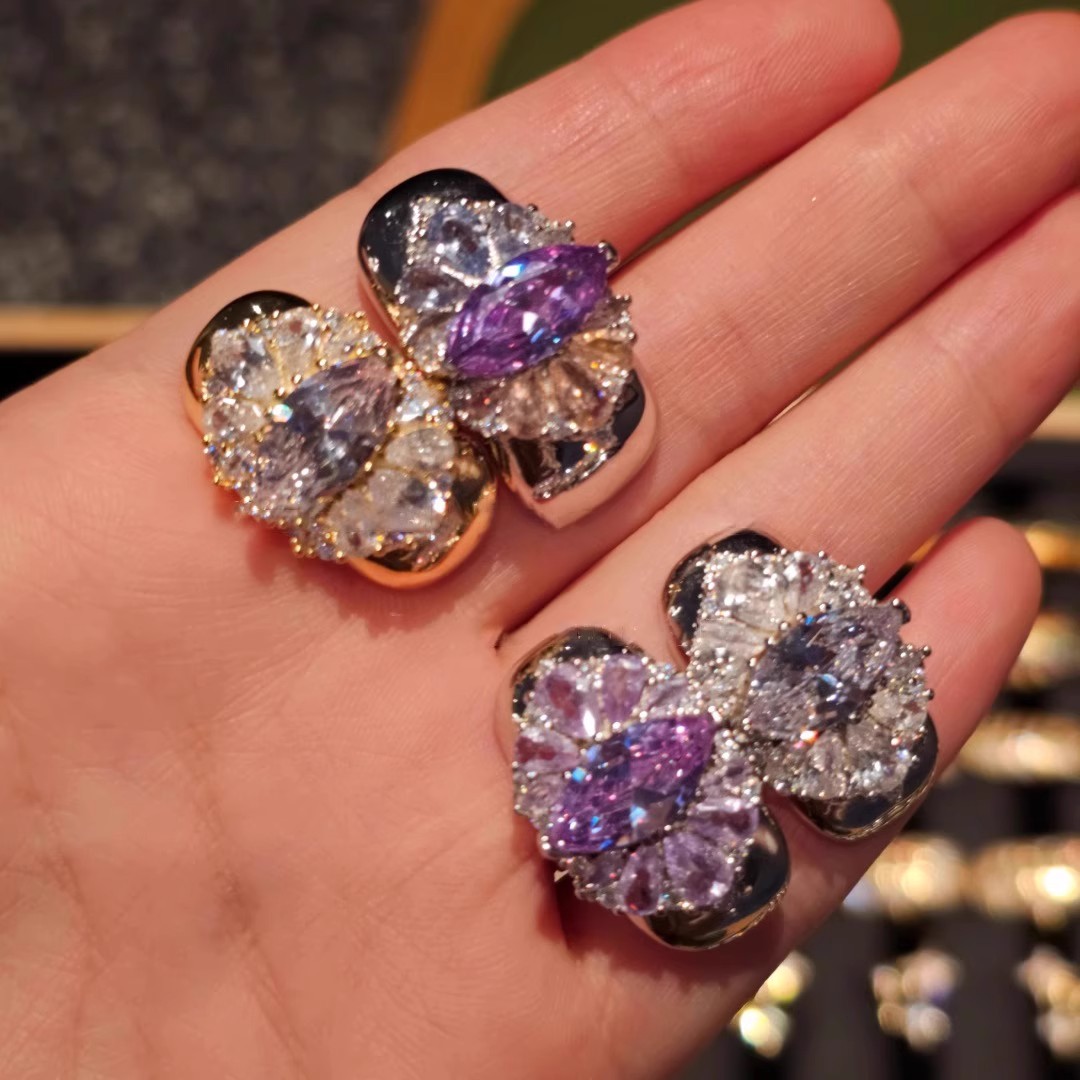 适用于bose耳机钻扣紫色爆闪锆石耳夹扣diy甜美风高级感耳饰配饰