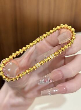 新中式南瓜珠金珠手链女黄金色简约小众高级手串情人节礼物送女友