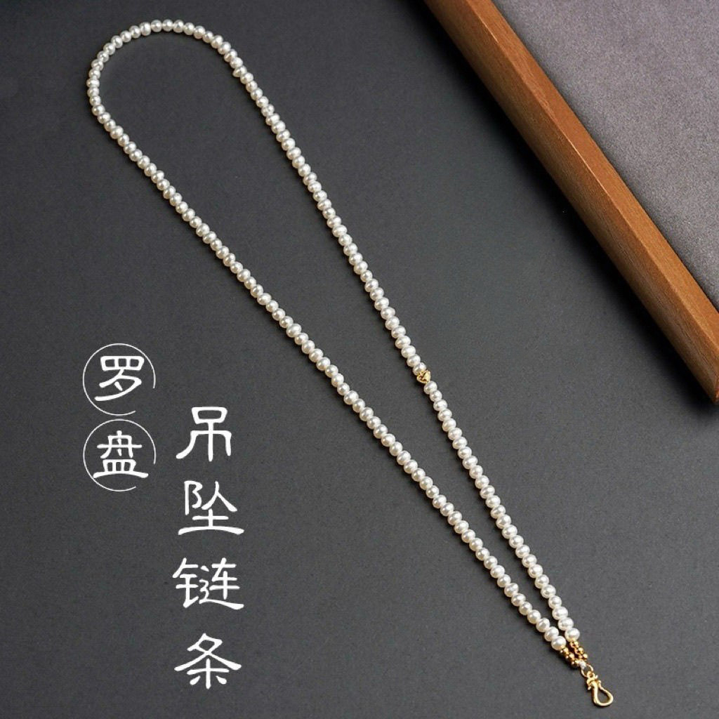 新中式母贝仿珍珠单挂钩配链罗盘吸钱星吊坠挂链2025新款毛衣链