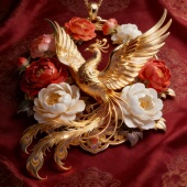 凤凰于飞非遗錾刻工艺牡丹纹吊坠复古宫廷风锁骨链富贵吉祥珍藏款