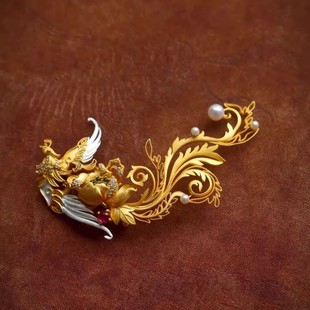 【有凤来仪】新中式花丝凤凰胸针女国风精致百搭汉服旗袍胸花挂饰