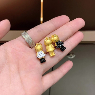 小众设计黄金色Kitty猫吊坠项链女精致可爱风小滴溜diy吊坠送女友