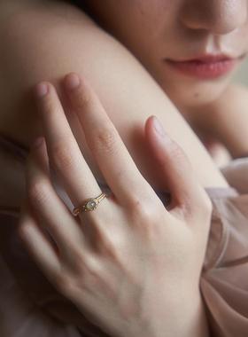 复古精致工艺铜18k金色优质锆石镶嵌高级开口可调节戒指指环男女