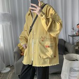 1044-2-S607-P65男女新款平铺毛边新款港风日系外套夹克宽松情侣，男装夹克，星座1404-3