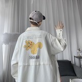 1404-2-S607-P70男女新款平铺毛边新款港风日系外套情侣休闲，女装短外套，星座1404-3