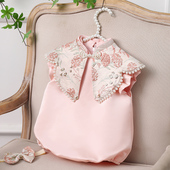 夏季 薄款 旗袍国风儿童抓周宴衣服唐装 一周岁女宝宝礼服粉色新中式