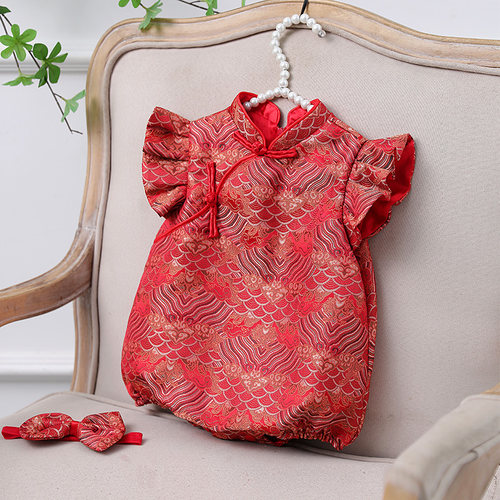 一周岁女宝宝礼服红色