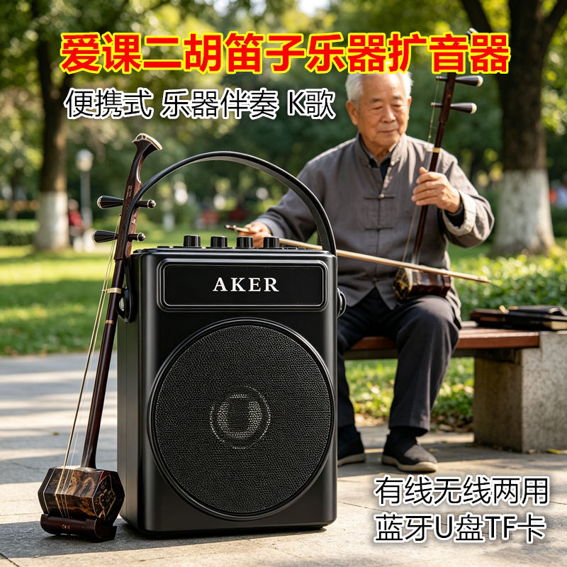 爱课二胡专用小音响大功率无线扩音器乐器伴奏曲户外唱歌蓝牙音箱
