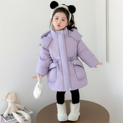 女童轻薄羽绒服2025新款冬季儿童中长款洋气加厚宝宝冬装收腰外套