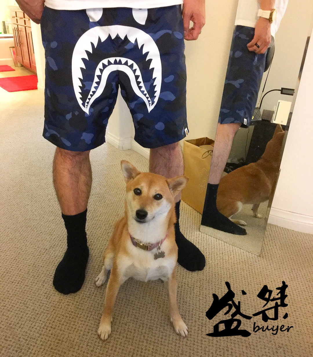 盛桀潮品 bape color camo shark beach pants三色迷彩鲨鱼沙滩裤