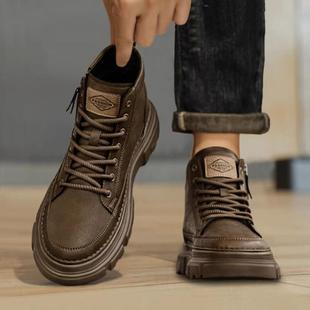 马丁靴男款2025秋冬款新款惠州英伦拉链男士休闲皮鞋中帮冬季男鞋