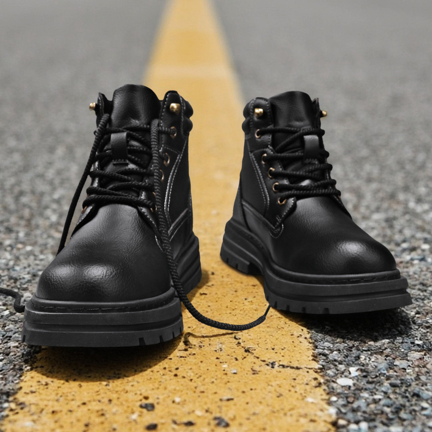 黑色马丁靴男款真皮高帮皮靴男士靴子中帮工装男靴秋冬季男鞋英伦