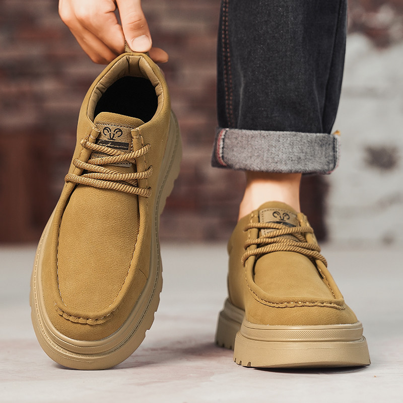 秋冬鞋子男鞋时尚英伦软底马丁靴男款厚底增高工装皮鞋潮靴子短靴