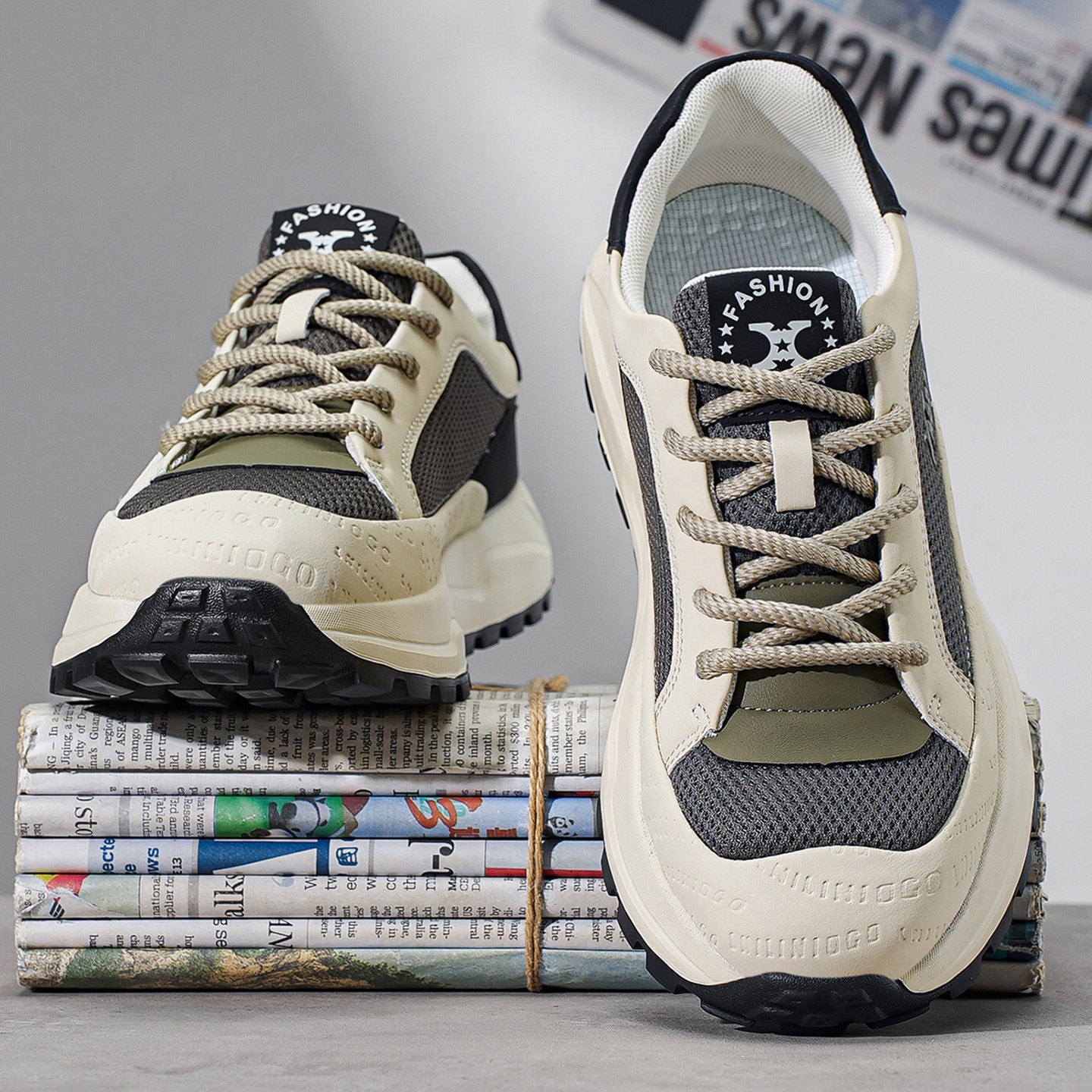 网面男鞋夏季透气爆款复古阿甘鞋潮流百搭男士运动休闲徒步登山鞋