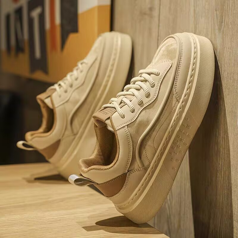 秋冬鞋子男鞋厚底增高休闲板鞋男款软底加绒冬天棉鞋皮面运动潮鞋