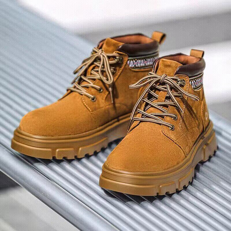 马丁靴男2025新款秋季中帮英伦复古工装皮靴厚底痞帅踢不烂大黄靴