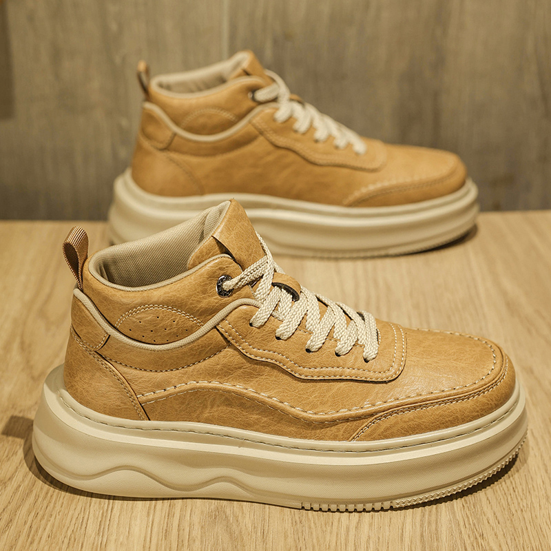 秋冬款高帮板鞋软底增高休闲