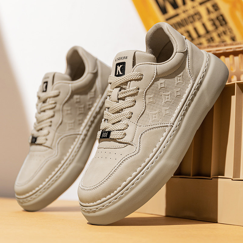 欧洲站男鞋春款2026新款网红爆款皮鞋休闲鞋子男百搭潮鞋厚底板鞋