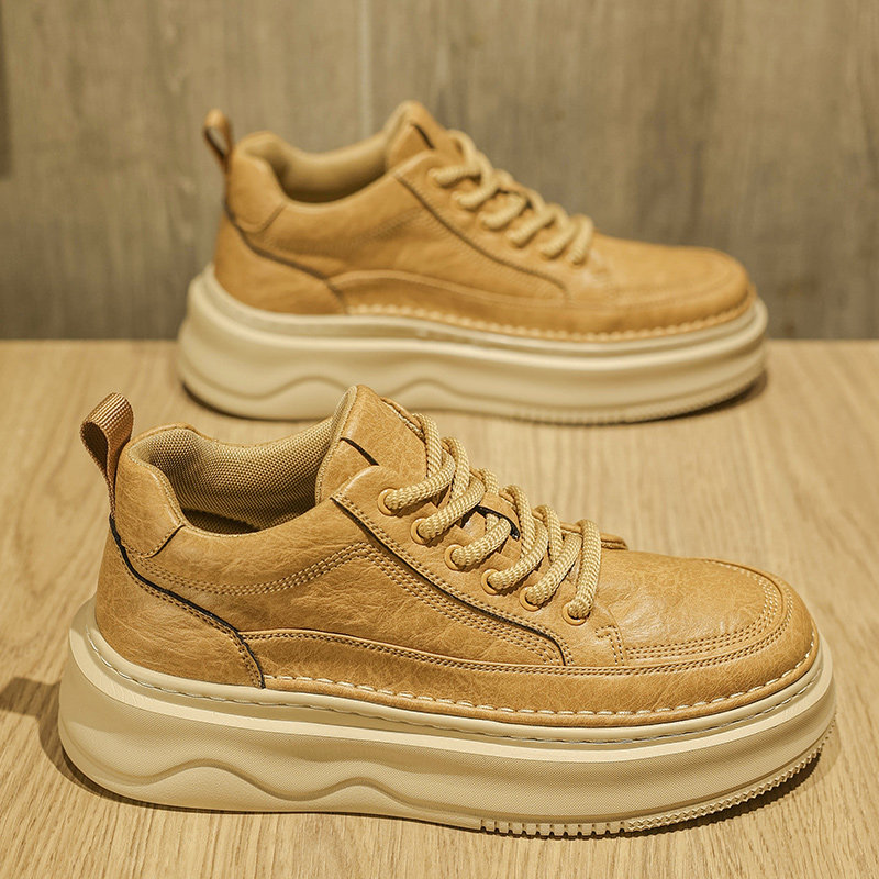 男鞋2025新款男士厚底增高休闲板鞋时尚复古百搭软底运动潮鞋秋冬