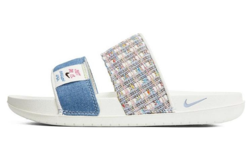 Nike 舒适缓震 橡胶底 静音一字拖鞋 女款 白蓝 FJ7742-121