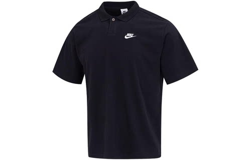 Nike 纯色品牌LogoPolo领套头短袖T恤 男款 黑色 DX0618-010