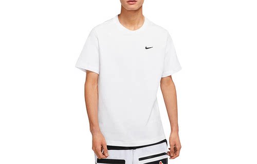 Nike Sportswear 纯色刺绣Logo微标圆领休闲短袖T恤 BV0508-100