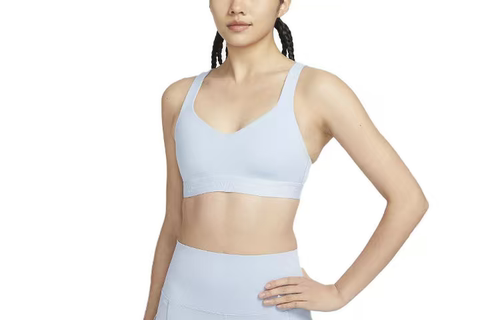 Nike 纯色训练透气健身 运动内衣 女款 淡蓝色 FD1069-440