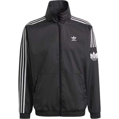 adidas Adicolor 品牌logo复古运动立领长袖男款 黑色JM2716