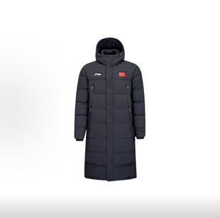 李宁国旗款 加厚保暖连帽羽绒服AYMU343 过膝 太原仓 长款