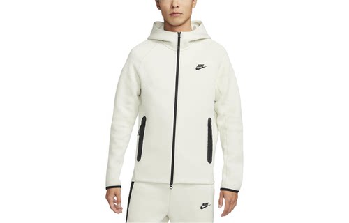 Nike Logo刺绣连帽拉链长袖夹克外套 男款 白色 FB7922-020