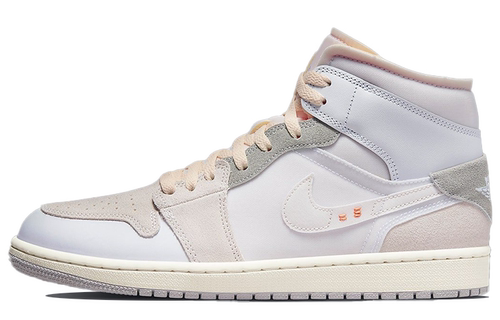 Air Jordan 1 Mid SE Craft 材质拼接 白灰 DM9652-100