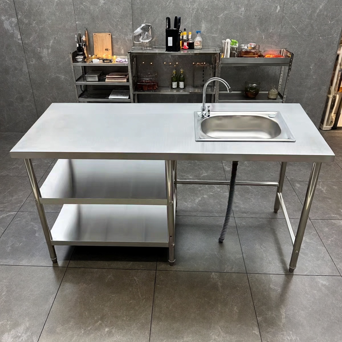 加厚六腿稳固不锈钢水槽架